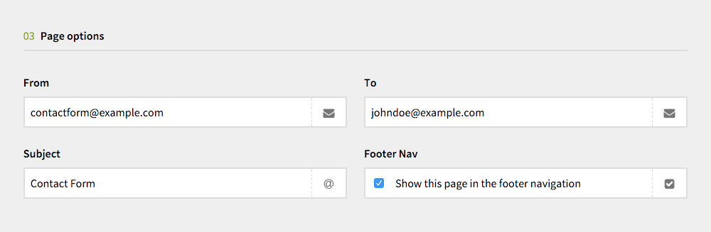 Contact page options